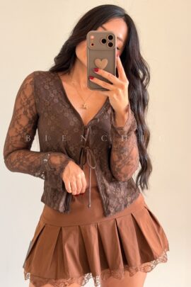 Blusa encaje Marrón