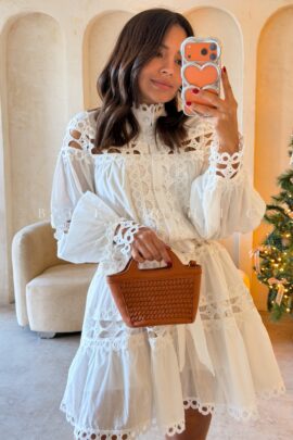 Vestido detalles crochet Blanco Vela