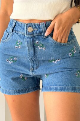 Short de Jeans Floreados