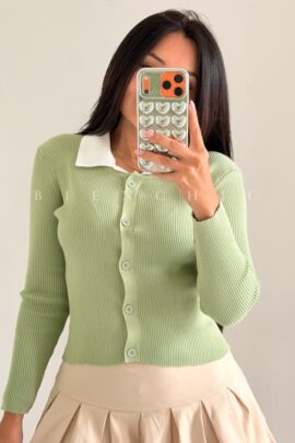 Sueter con cuello de vestir Elena Verde