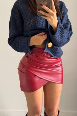 Falda de Cuerina Vino Lirio