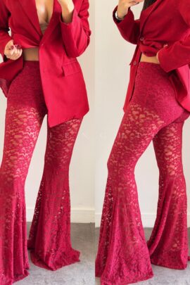 Pantalón Bota Campana de Encaje vino Circe
