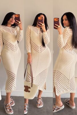 Vestido MIDI Manga Larga Tejido