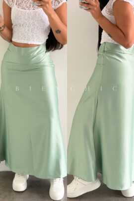 Falda Satina Amapola Verde