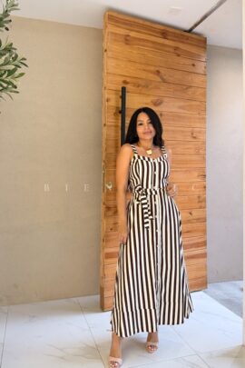 Maxi vestido de rayas Brown