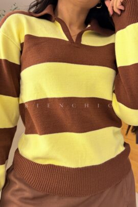 Sueter Oversize de Rayas Amarillo