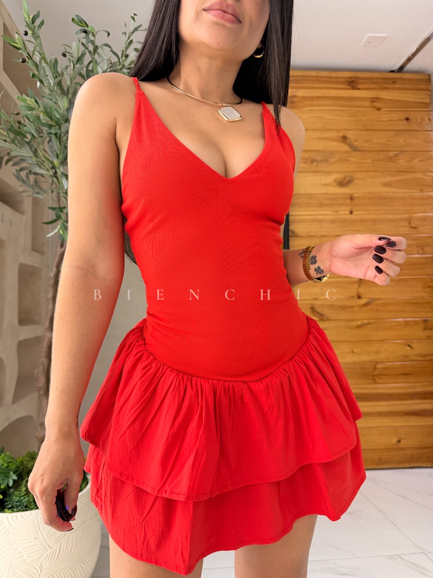 Vestido red Flounce