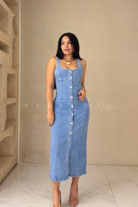 Vestido Maxi Denim Botones Laura