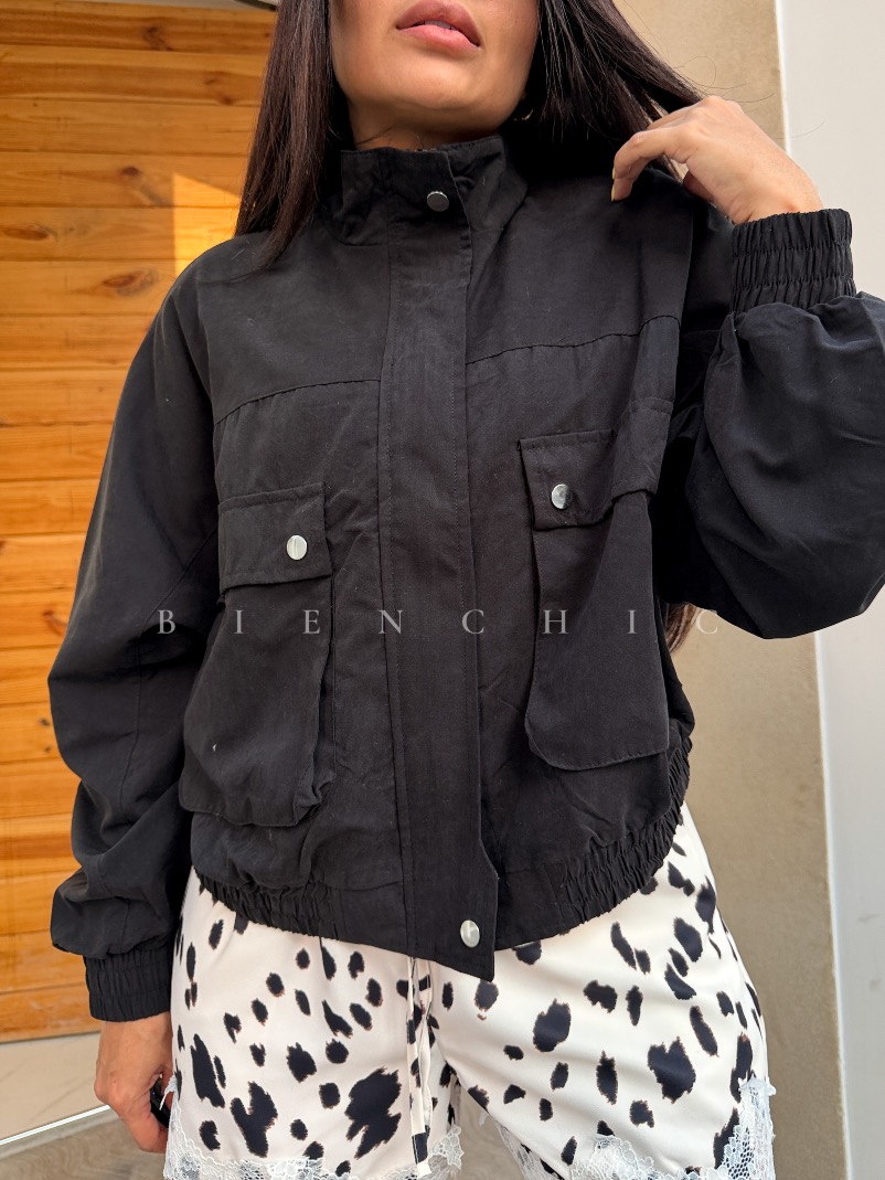 Chaqueta Negra Gamuza Luna