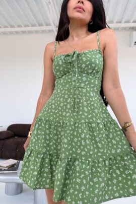Vestido Verde de Flores Isabele