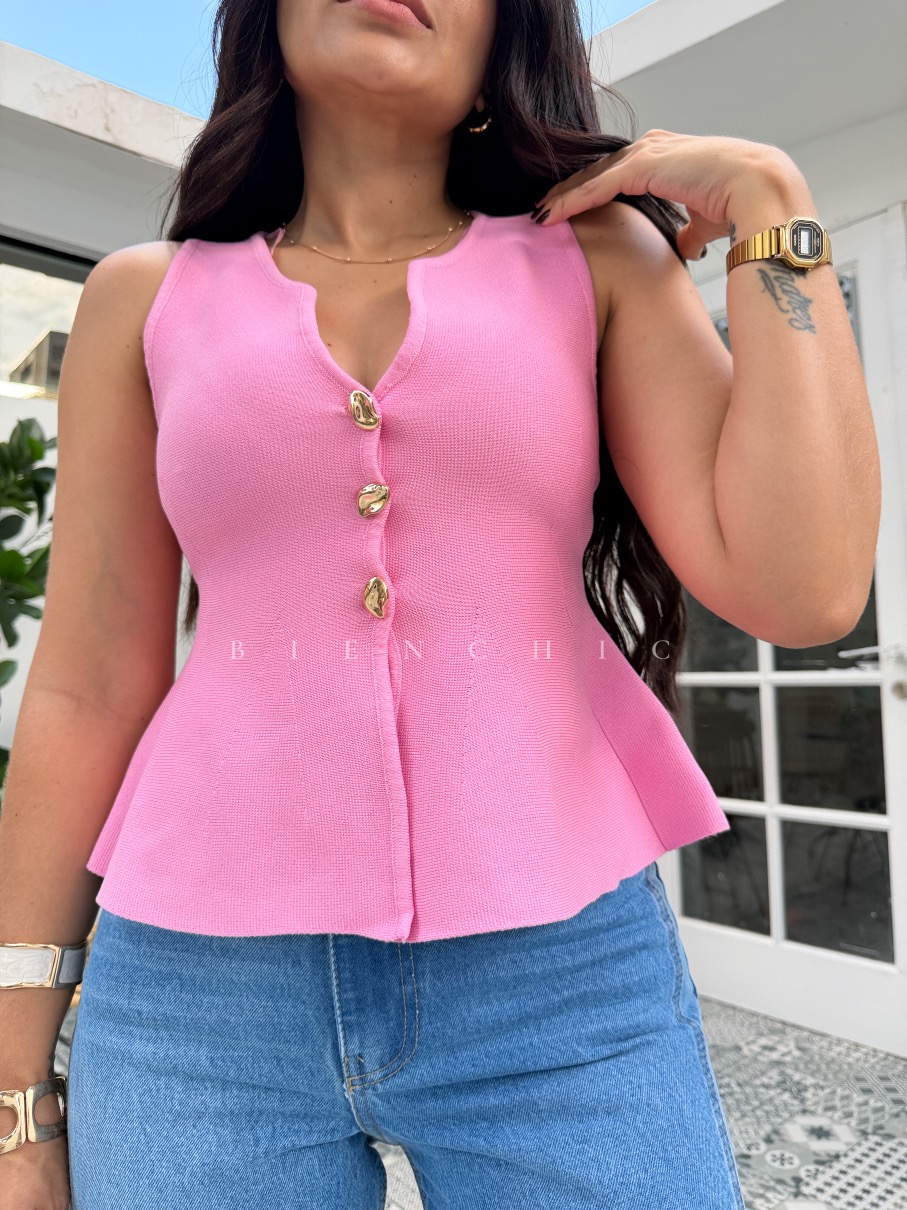 Top Rosado Peplum Sahira - Imagen 2