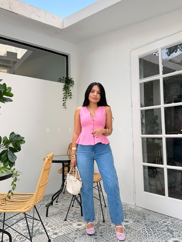 Top Rosado Peplum Sahira - Imagen 5