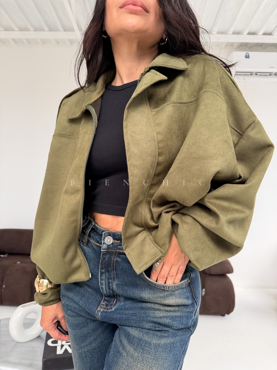 Chaqueta Bomber Suede Grace