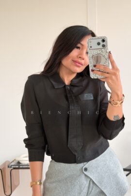 Camisa Negra Mesh Ayelén