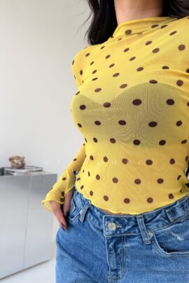 Blusa Mesh Amarilla Lunares Nicolette Ms7