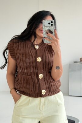 Chaleco Tejido Marron Marta