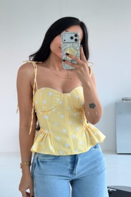 Bustier Peplum Amarillo Lunares Lizette