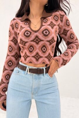 Sueter Tejido Rosado Estampado Akari