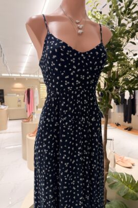 Maxi Vestido Azul Flores Lorenza