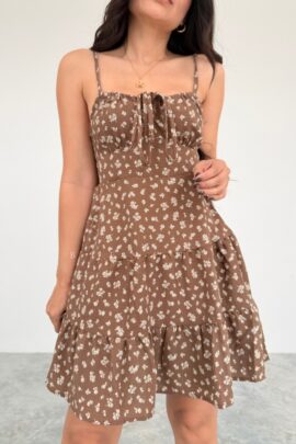Vestido Marron de Flores Isabele