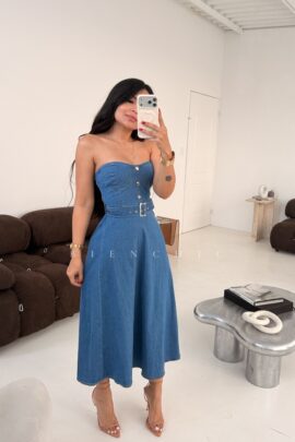 Vestido denim Strapless Ninoska