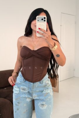 Bustier Marron Cruzado Amanda