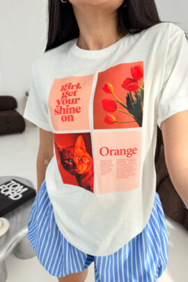 Camiseta Estampada Girl Get Orange
