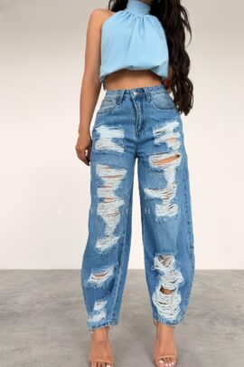 Jeans Baggy Barrel Rasgado Ofelia